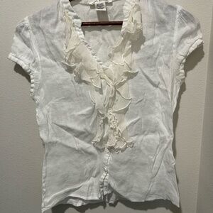 White Blouse with Ruffle Size M (Runs like S)